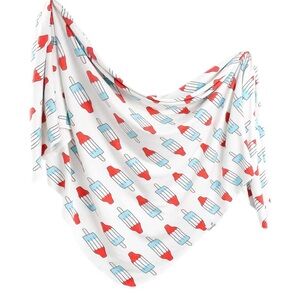 Copper Pearl Popsicle Print Swaddle - White with Red & Light Blue Rocket